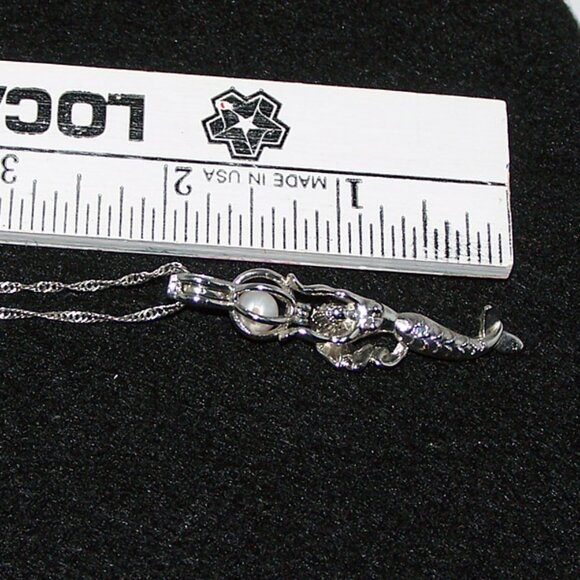 Silver, Cage Pearl/Mermaid Pendant Necklace - Picture 4 of 6